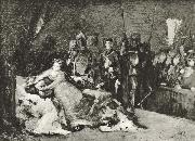 Gustaf Cederstrom albrekt av mecklenburg hanas av drottning margareta oil painting